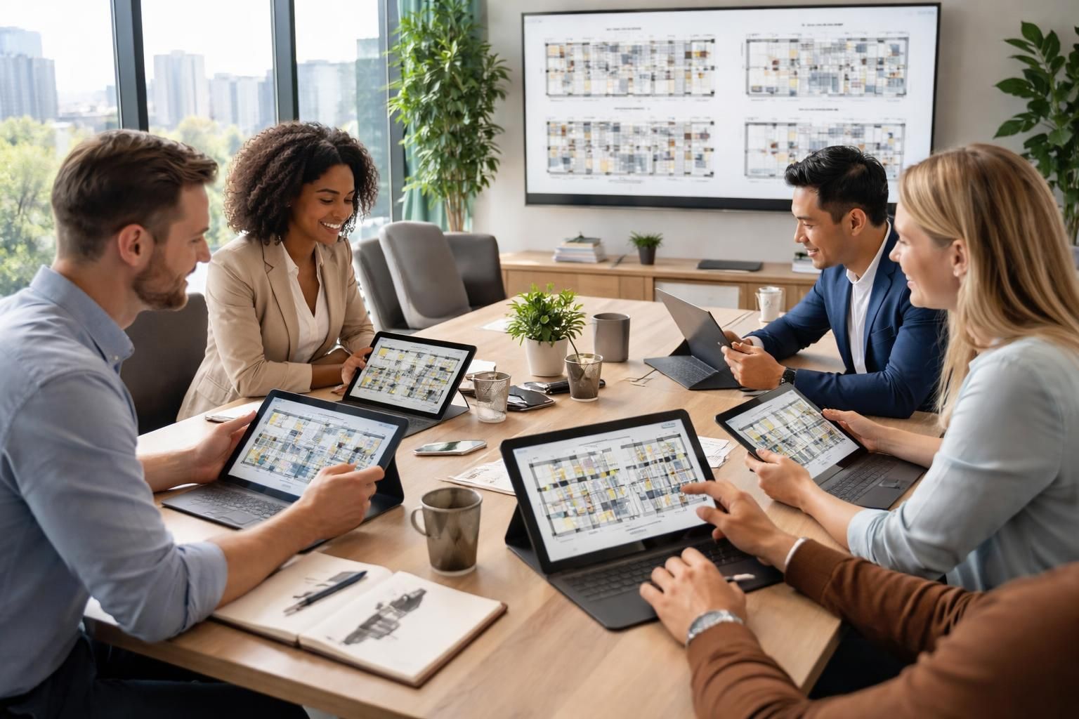 Bureaux : comparer aménagements en réunion via tablette Windows